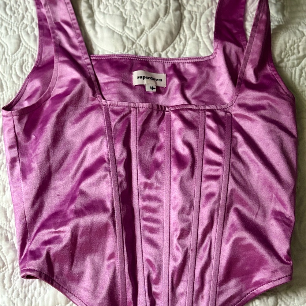 Superdown Fuchsia Satin Top